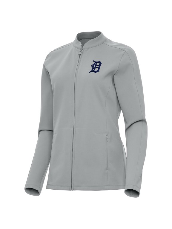Women's Antigua Gray Detroit Tigers Regard Full-Zip Jacket