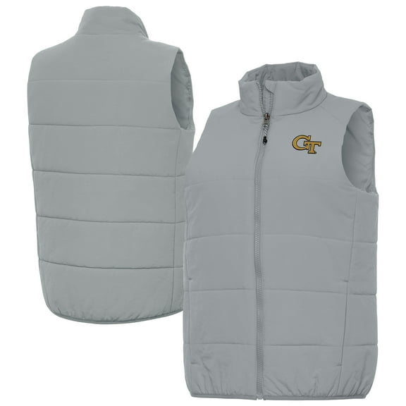 Women's Antigua  Gray Georgia Tech Yellow Jackets Experience Full-Zip Puffer Vest