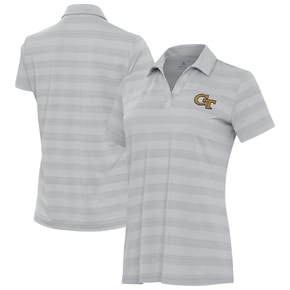 Women's Antigua Gray Georgia Tech Yellow Jackets Tunnel Polo