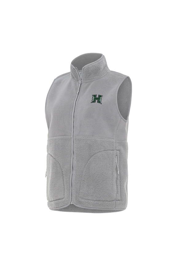 Women's Antigua Gray Hawaii Rainbow Warriors Nostalgic Full-Zip Vest