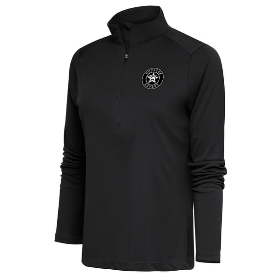 Women's Antigua Gray Houston Astros Brushed Metallic Tribute Half-Zip Pullover Top