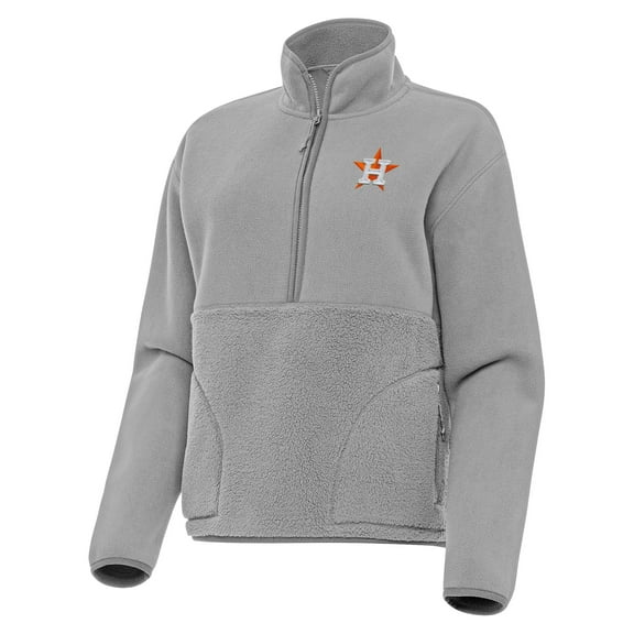 Women's Antigua Gray Houston Astros Figure Half-Zip Sweatshirt