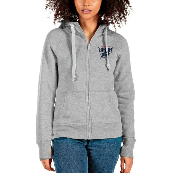 Women's Antigua Gray Howard Bison Victory Full-Zip Hoodie