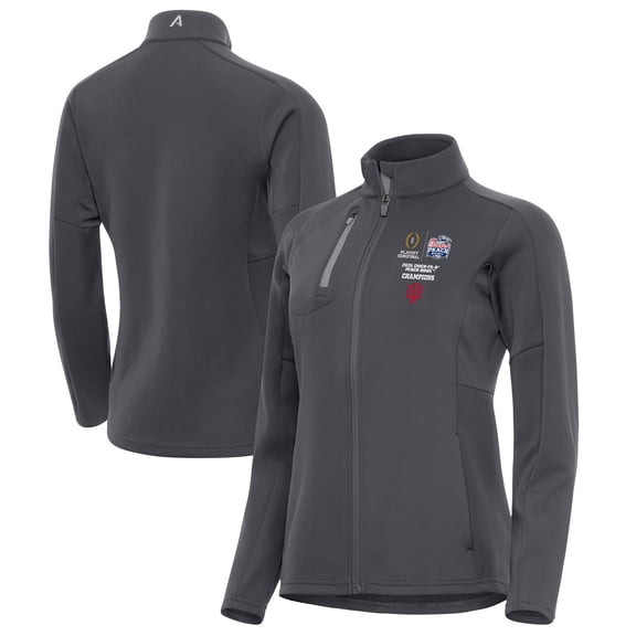 Women's Antigua Gray Indiana Hoosiers College Football Playoff 2026 Peach Bowl Champions Generation Full-Zip Jacket