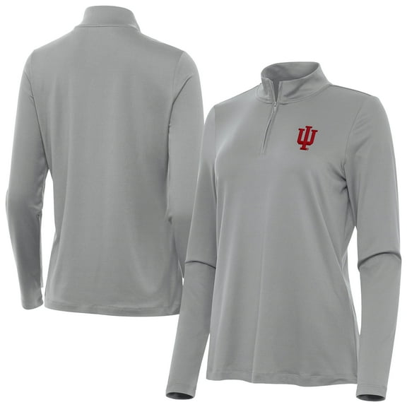 Women's Antigua  Gray Indiana Hoosiers Reprocess Quarter-Zip Top