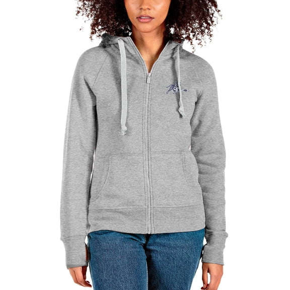 Women's Antigua Gray Jackson State Tigers Victory Full-Zip Hoodie