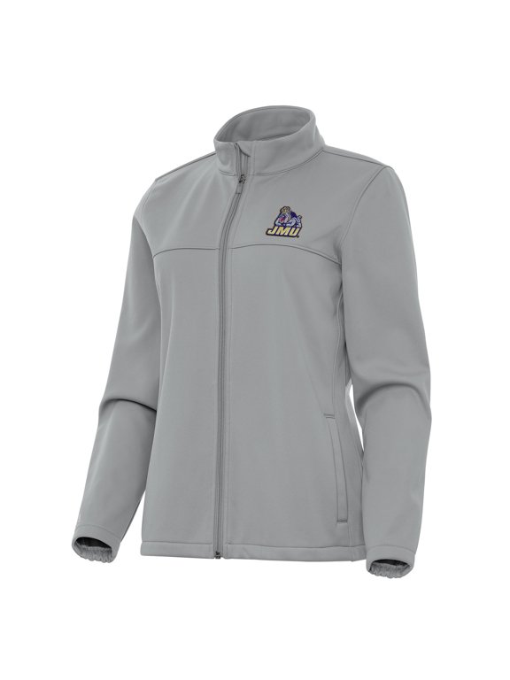 Women's Antigua Gray James Madison Dukes Links 2 Full-Zip Golf Jacket