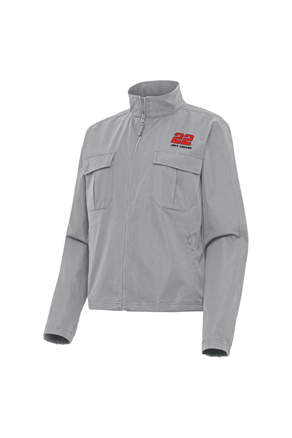Women's Antigua Gray Joey Logano Even Par Full-Zip Jacket