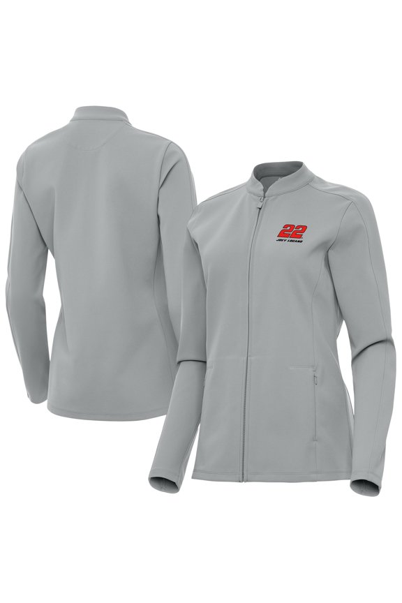 Women's Antigua Gray Joey Logano Regard Full-Zip Jacket