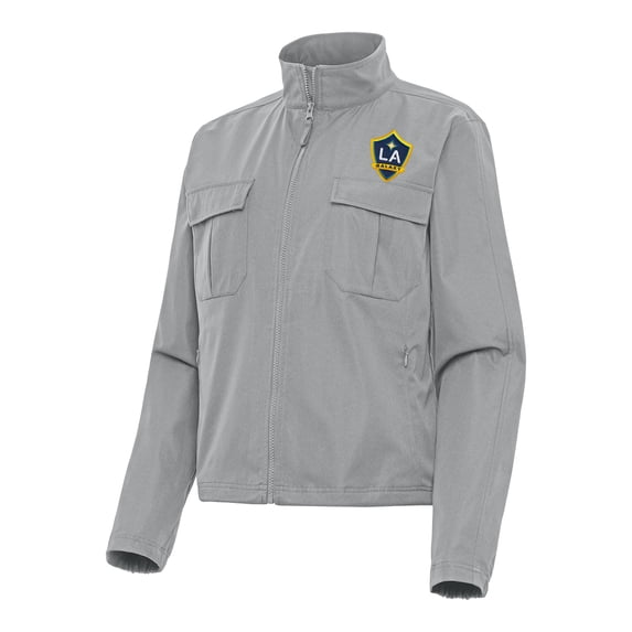 Women's Antigua Gray LA Galaxy Even Par Full-Zip Jacket