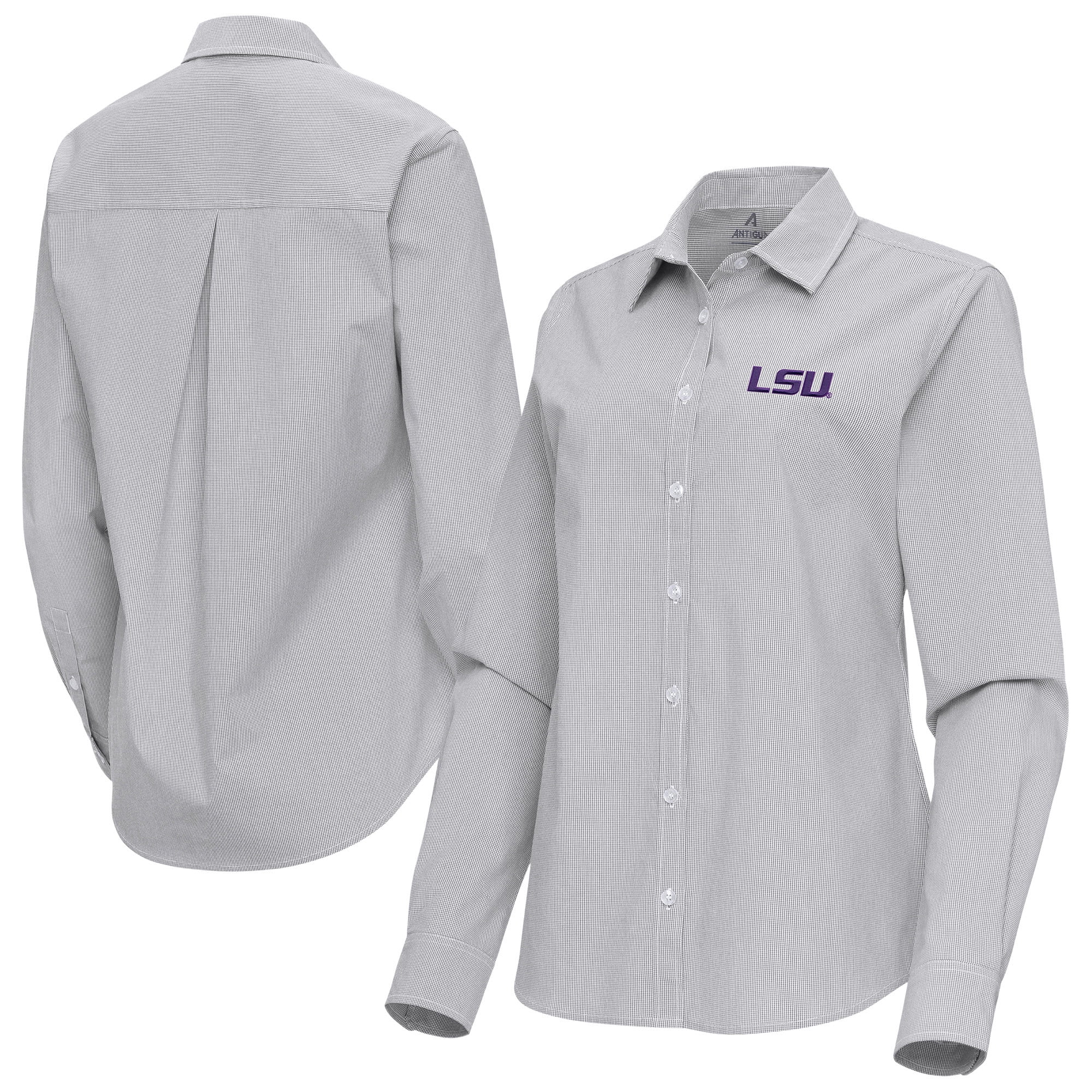 Women's Antigua Gray LSU Tigers Porter Woven Tri-Blend Long Sleeve  Button-Up Shirt - Walmart.com
