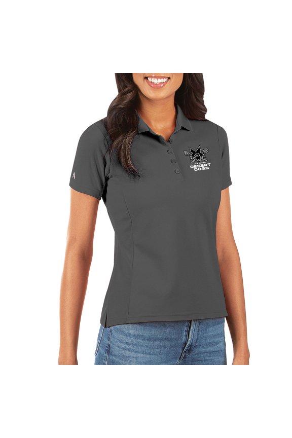 Women's Antigua Gray Las Vegas Desert Dogs Legacy Pique Polo