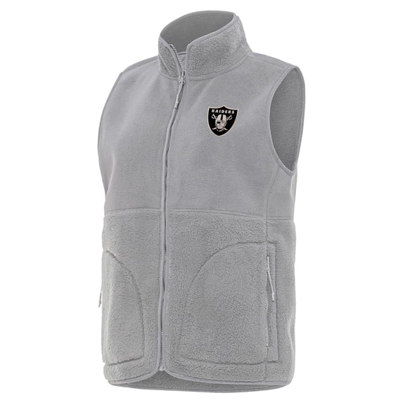 Women's Antigua Gray Las Vegas Raiders Nostalgic Full-Zip Vest