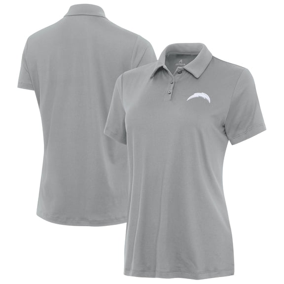 Women's Antigua  Gray Los Angeles Chargers Reprocess Polo
