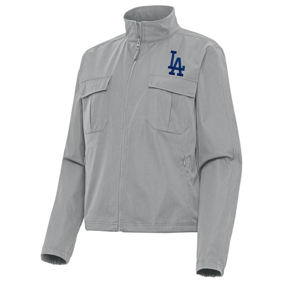 Women's Antigua Gray Los Angeles Dodgers Even Par Full-Zip Jacket