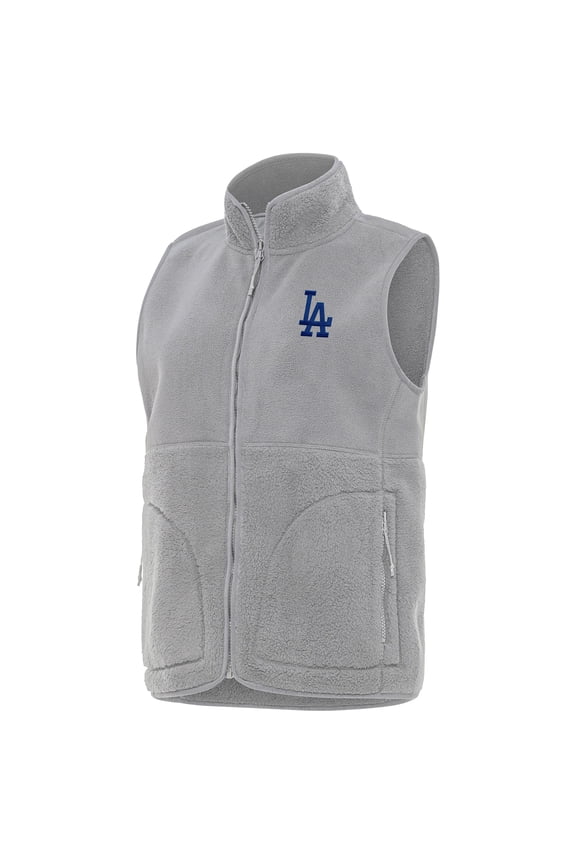 Women's Antigua Gray Los Angeles Dodgers Nostalgic Full-Zip Vest