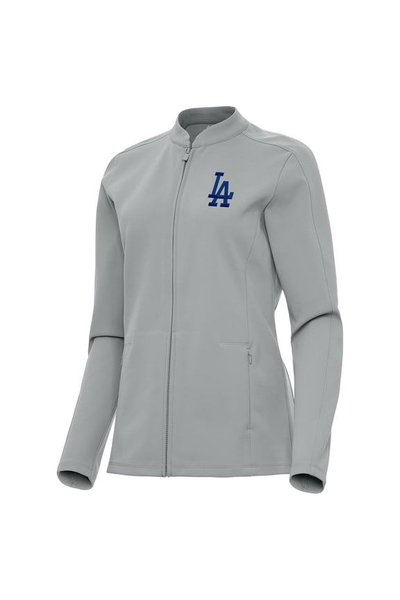 Women's Antigua Gray Los Angeles Dodgers Regard Full-Zip Jacket