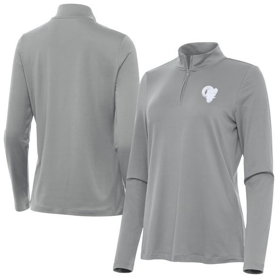 Women's Antigua Gray Los Angeles Rams Reprocess Quarter-Zip Top
