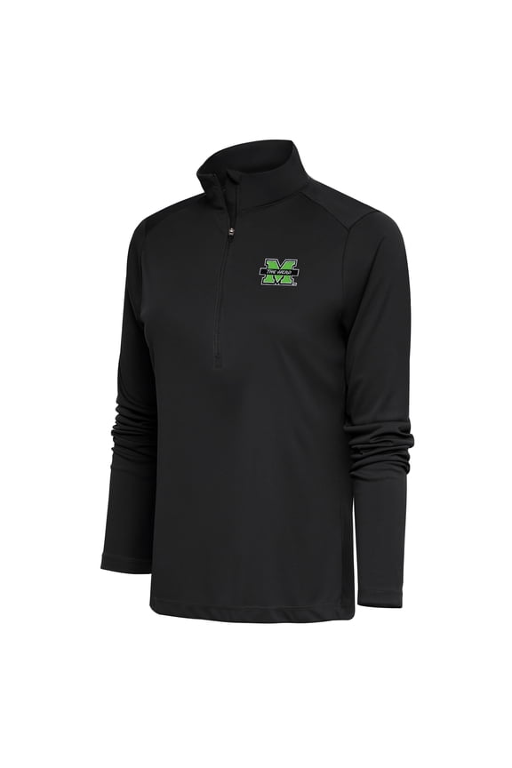 Women's Antigua  Gray Marshall Thundering Herd Tribute Half-Zip Top