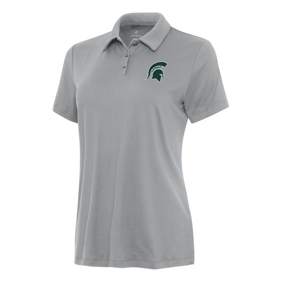 Women's Antigua Gray Michigan State Spartans Reprocess Polo