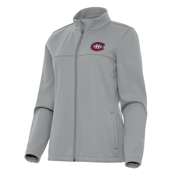 Women's Antigua Gray Montreal Canadiens Links 2 Full-Zip Golf Jacket