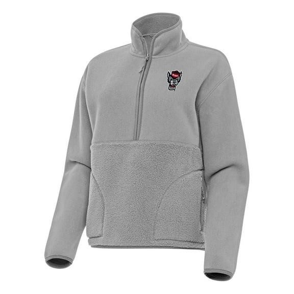 Women's Antigua Gray NC State Wolfpack Figure Half-Zip Pullover Sweatshirt