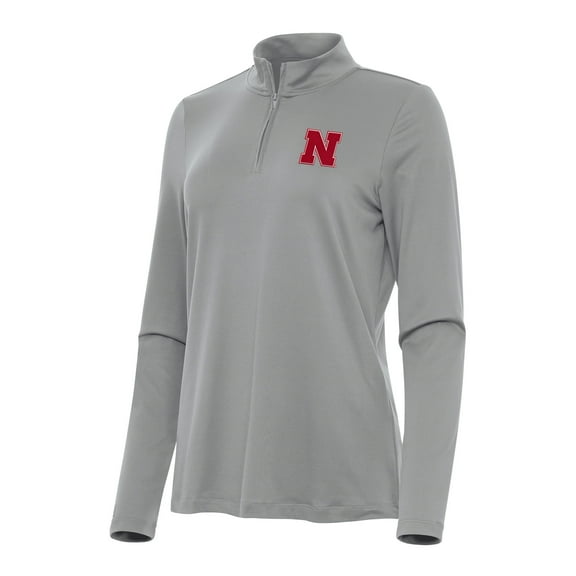 Women's Antigua Gray Nebraska Huskers Reprocess Quarter-Zip Top