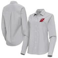 thumbnail image 1 of Women's Antigua Gray New Jersey Devils Porter Woven Tri-Blend Long Sleeve Button-Up Shirt, 1 of 3