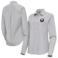 thumbnail image 1 of Women's Antigua Gray New York Islanders Porter Woven Tri-Blend Long Sleeve Button-Up Shirt, 1 of 3