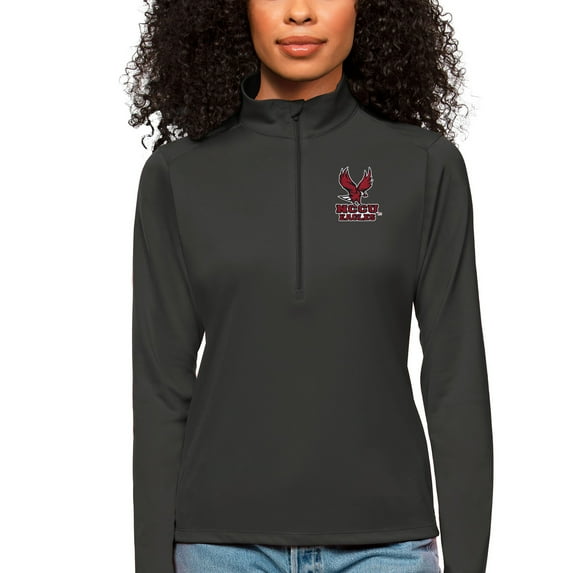 Women's Antigua Gray North Carolina Central Eagles Tribute Quarter-Zip Pullover Top
