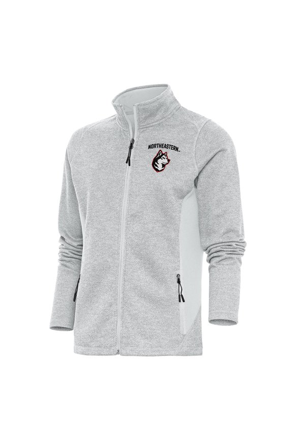 Women's Antigua Gray Northeastern Huskies Course Full-Zip Jacket