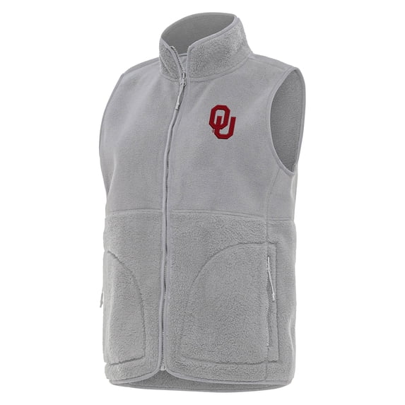 Women's Antigua Gray Oklahoma Sooners Nostalgic Full-Zip Vest