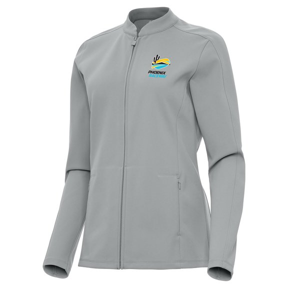 Women's-Antigua Gray Phoenix Raceway Regard Full-Zip Jacket