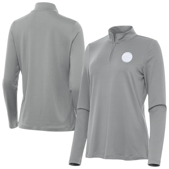 Women's Antigua Gray Pittsburgh Steelers Reprocess Quarter-Zip Top