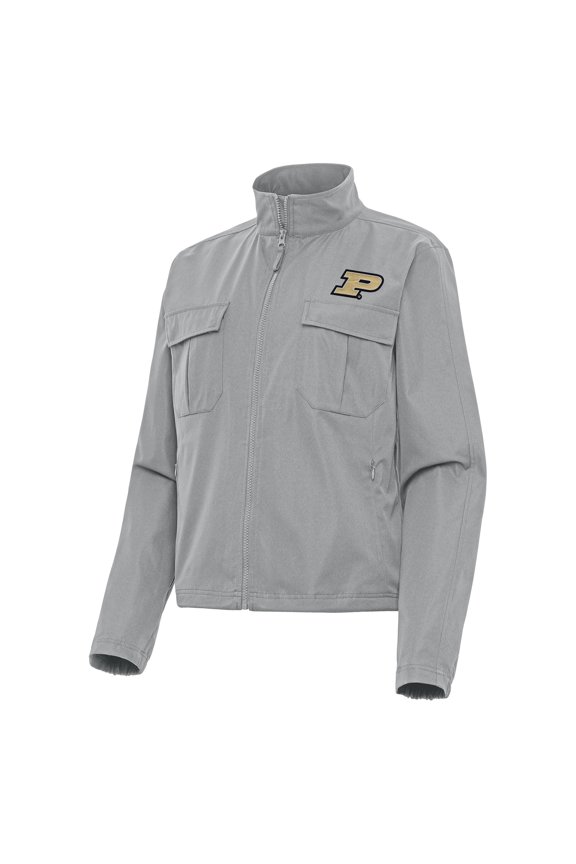 Women's Antigua Gray Purdue Boilermakers Even Par Full-Zip Jacket