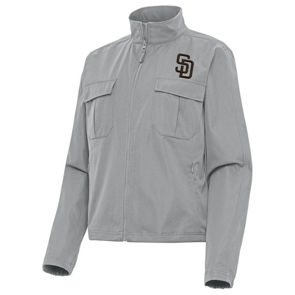 Women's Antigua Gray San Diego Padres Even Par Full-Zip Jacket