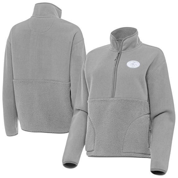 Women's Antigua Gray San Francisco 49ers Figure Half-Zip Sweatshirt