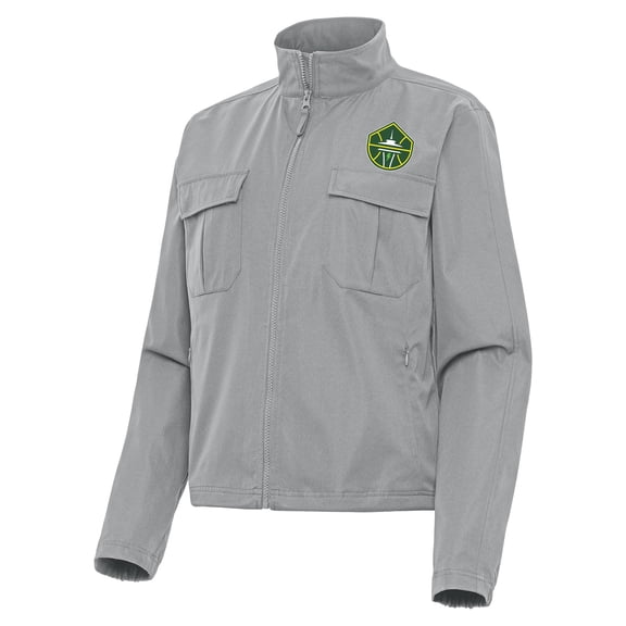 Women's Antigua Gray Seattle Storm Even Par Full-Zip Jacket