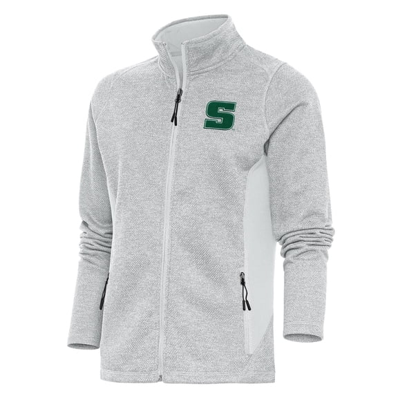 Women's Antigua Gray Slippery Rock Pride Course Full-Zip Jacket