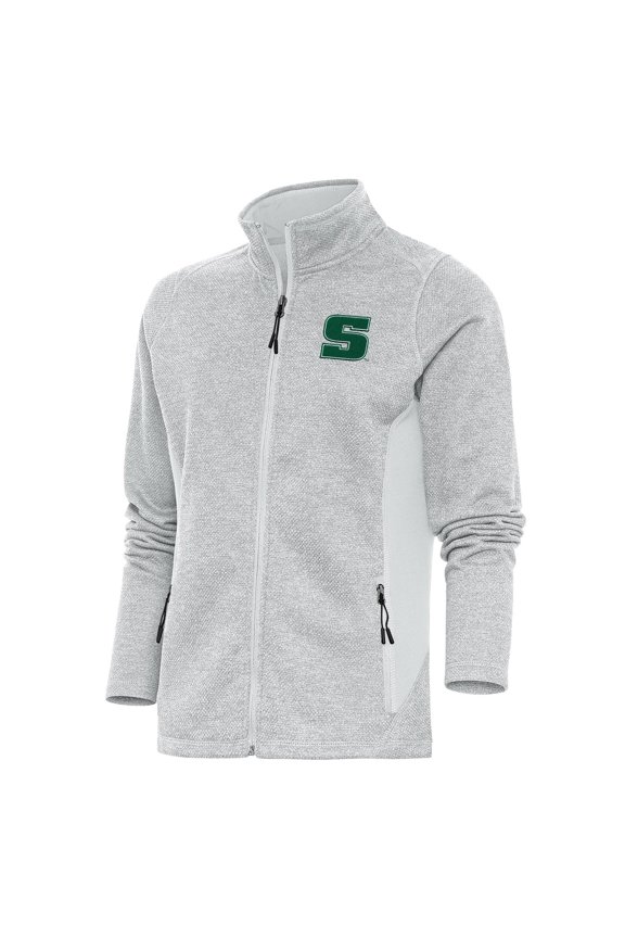Women's Antigua Gray Slippery Rock Pride Course Full-Zip Jacket