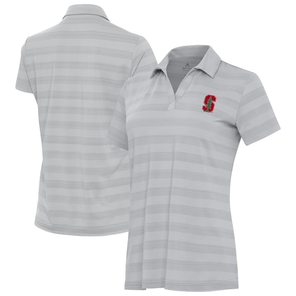 Women's Antigua Gray Stanford Cardinal Tunnel Polo
