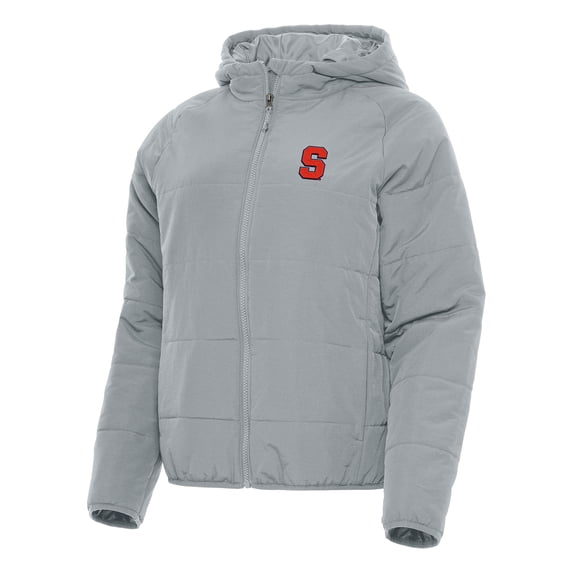 Women's Antigua Gray Syracuse Orange Universe Full-Zip Puffer Jacket