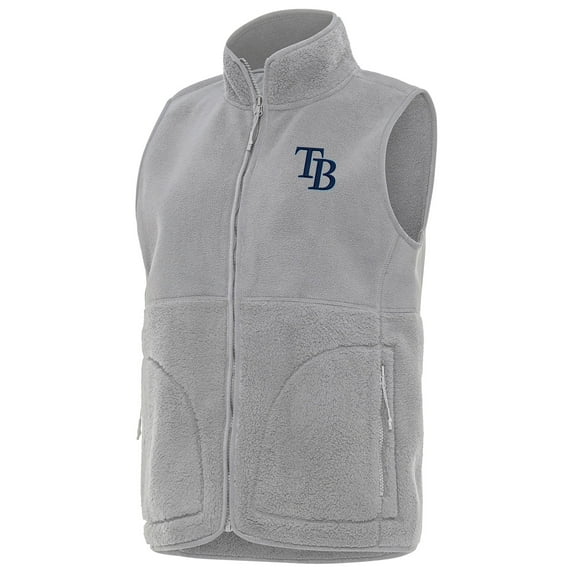 Women's Antigua Gray Tampa Bay Rays Nostalgic Full-Zip Vest