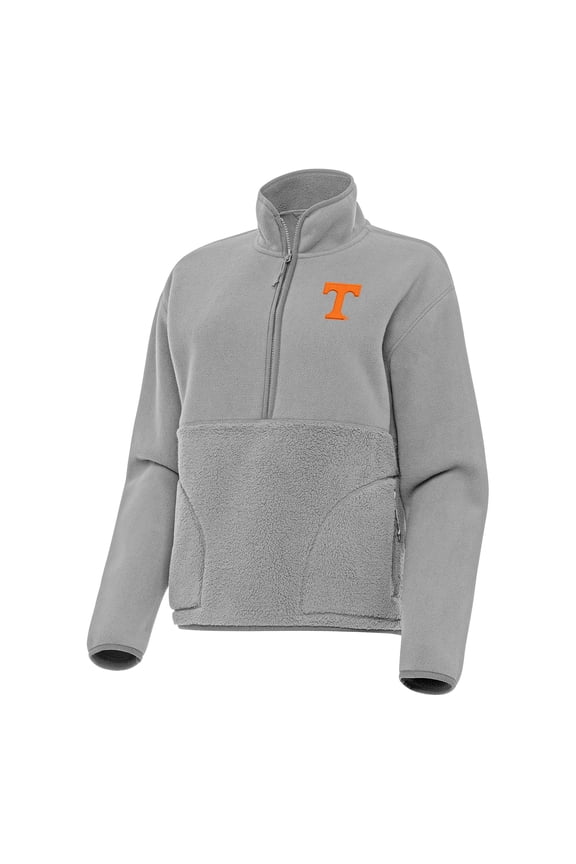 Women's Antigua Gray Tennessee Volunteers Figure Half-Zip Pullover Sweatshirt