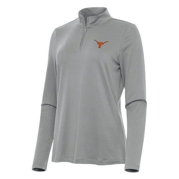 Women's Antigua Gray Texas Longhorns Reprocess Quarter-Zip Top