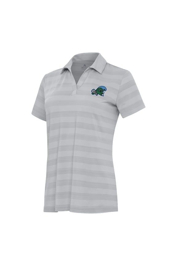 Women's Antigua Gray Tulane Green Wave Tunnel Polo