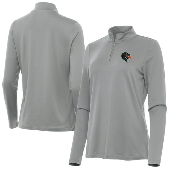 Women's Antigua Gray UAB Blazers Reprocess Quarter-Zip Top