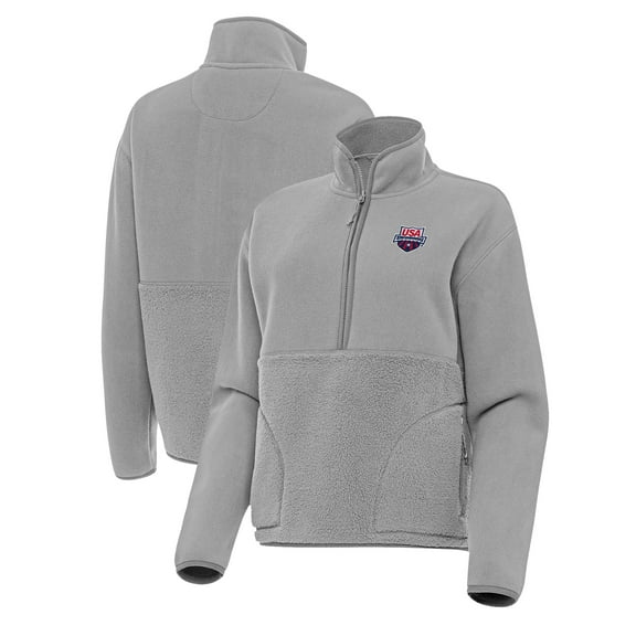 Women's Antigua  Gray USA Swimming Figure Half-Zip Pullover Jacket