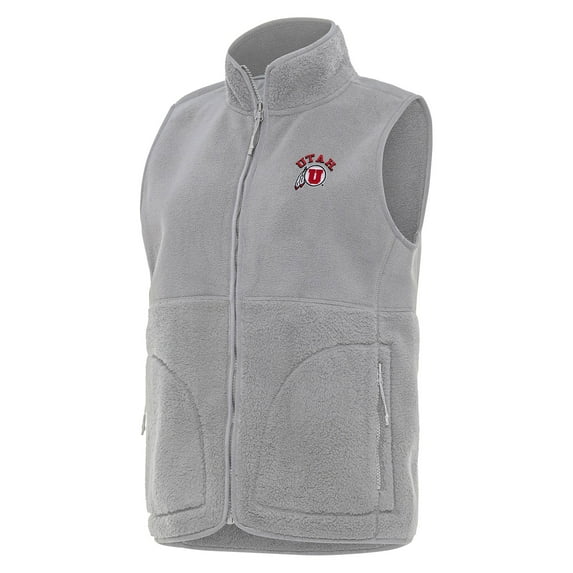 Women's Antigua Gray Utah Utes Nostalgic Full-Zip Vest