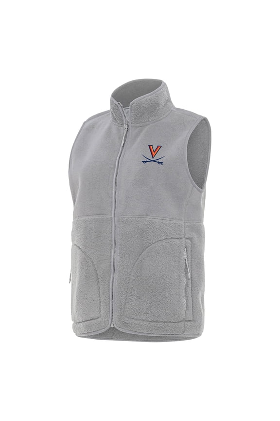 Women's Antigua Gray Virginia Cavaliers Nostalgic Full-Zip Vest